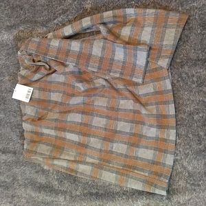 Silence and Noise plaid knit side tie wrap skirt